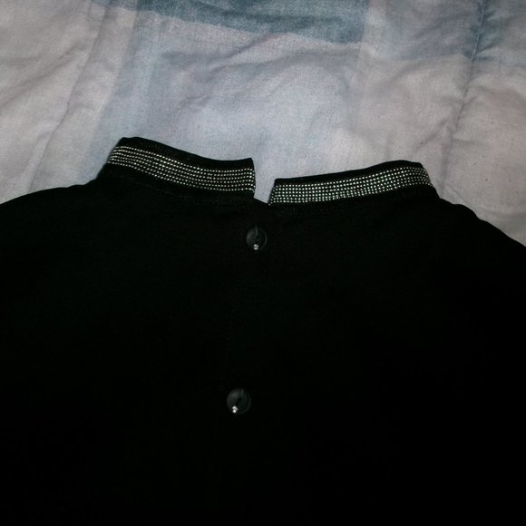 Bundle 3 for $15 - Black Sheer Blouse with Silver Sparkles - Picture 2 of 4